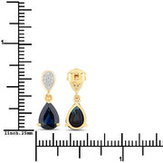 Bids.com 2.76 Carat Genuine Blue Sapphire and White Diamond 14K Yellow Gold Earrings Earrings White Smoke