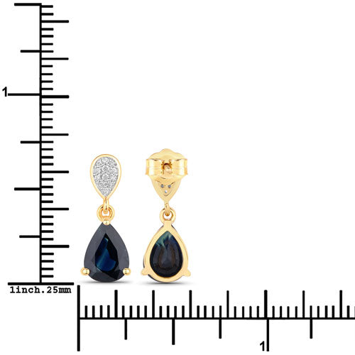Bids.com 2.76 Carat Genuine Blue Sapphire and White Diamond 14K Yellow Gold Earrings Earrings White Smoke