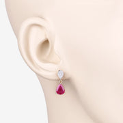 Bids.com 2.46 Carat Genuine Ruby and White Diamond 10K Yellow Gold Earrings Earrings Misty Rose