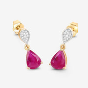 Bids.com 2.46 Carat Genuine Ruby and White Diamond 10K Yellow Gold Earrings Earrings White Smoke