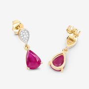 Bids.com 2.46 Carat Genuine Ruby and White Diamond 10K Yellow Gold Earrings Earrings White Smoke