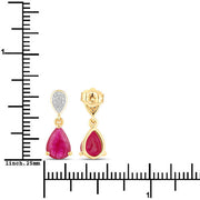 Bids.com 2.46 Carat Genuine Ruby and White Diamond 10K Yellow Gold Earrings Earrings White Smoke