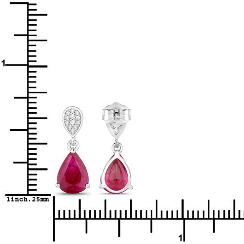 Bids.com 2.46 Carat Genuine Ruby and White Diamond 14K White Gold Earrings Earrings White Smoke