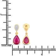 Bids.com 2.46 Carat Genuine Ruby and White Diamond 14K Yellow Gold Earrings Earrings White Smoke