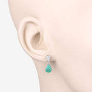 Bids.com 2.28 Carat Genuine Zambian Emerald and White Diamond 10K White Gold Earrings Earrings Antique White