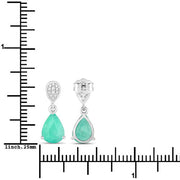 Bids.com 2.28 Carat Genuine Zambian Emerald and White Diamond 10K White Gold Earrings Earrings White Smoke