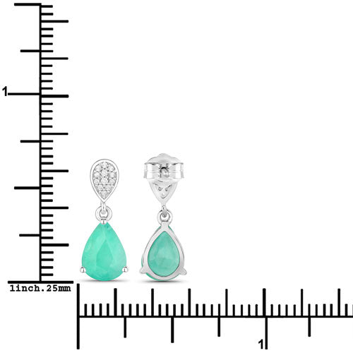 Bids.com 2.28 Carat Genuine Zambian Emerald and White Diamond 10K White Gold Earrings Earrings White Smoke
