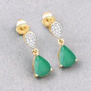 Bids.com 2.28 Carat Genuine Zambian Emerald and White Diamond 10K Yellow Gold Earrings Earrings Gray