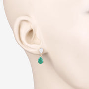 Bids.com 2.28 Carat Genuine Zambian Emerald and White Diamond 10K Yellow Gold Earrings Earrings Antique White