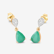Bids.com 2.28 Carat Genuine Zambian Emerald and White Diamond 10K Yellow Gold Earrings Earrings White Smoke