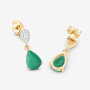 Bids.com 2.28 Carat Genuine Zambian Emerald and White Diamond 10K Yellow Gold Earrings Earrings White Smoke