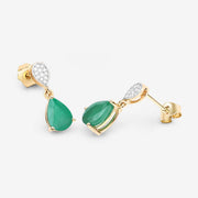 Bids.com 2.28 Carat Genuine Zambian Emerald and White Diamond 10K Yellow Gold Earrings Earrings White Smoke
