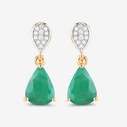 Bids.com 2.28 Carat Genuine Zambian Emerald and White Diamond 10K Yellow Gold Earrings Earrings White Smoke
