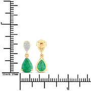 Bids.com 2.28 Carat Genuine Zambian Emerald and White Diamond 10K Yellow Gold Earrings Earrings White Smoke