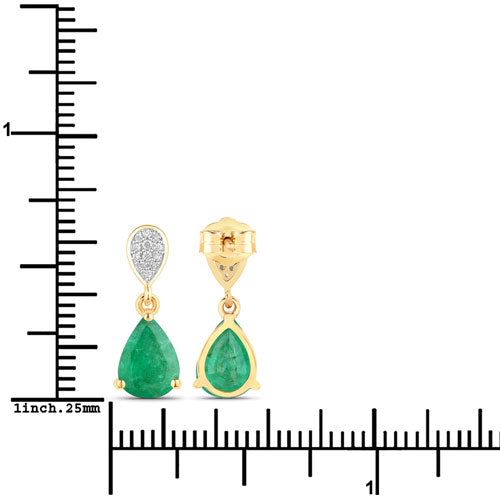 Bids.com 2.28 Carat Genuine Zambian Emerald and White Diamond 10K Yellow Gold Earrings Earrings White Smoke