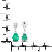 Bids.com 2.28 Carat Genuine Zambian Emerald and White Diamond 14K White Gold Earrings Earrings White Smoke