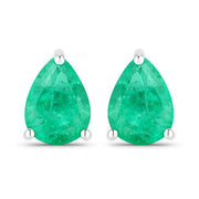 Bids.com 0.70 Carat Genuine Zambian Emerald 14K White Gold Earrings Earrings White Smoke Default Title