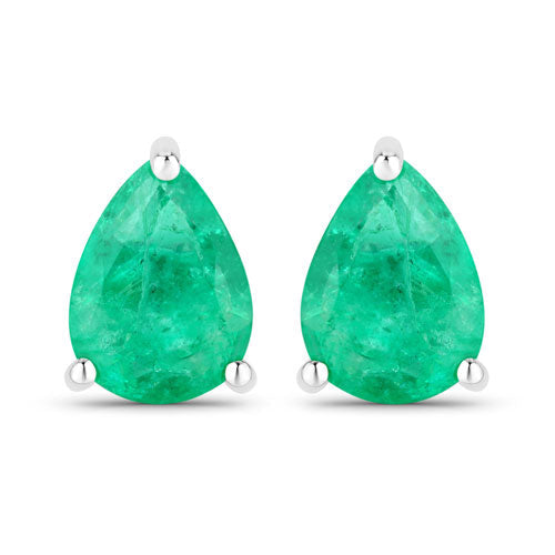 Bids.com 0.70 Carat Genuine Zambian Emerald 14K White Gold Earrings Earrings White Smoke Default Title