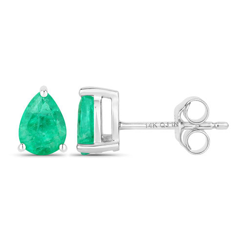 Bids.com 0.70 Carat Genuine Zambian Emerald 14K White Gold Earrings Earrings White Smoke