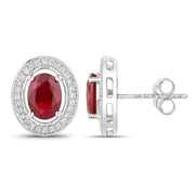 Bids.com 2.12 Carat Genuine Ruby and White Diamond 14K White Gold Earrings Earrings White Smoke