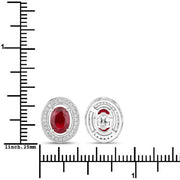 Bids.com 2.12 Carat Genuine Ruby and White Diamond 14K White Gold Earrings Earrings White Smoke