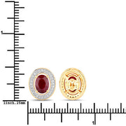 Bids.com 2.12 Carat Genuine Ruby and White Diamond 14K Yellow Gold Earrings Earrings White Smoke