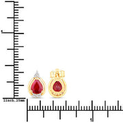 Bids.com 1.36 Carat Genuine Ruby and White Diamond 14K Yellow Gold Earrings Earrings White Smoke