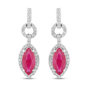 Bids.com 1.23 Carat Genuine Ruby and White Diamond 14K White Gold Earrings Earrings White Smoke Default Title