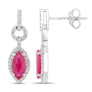 Bids.com 1.23 Carat Genuine Ruby and White Diamond 14K White Gold Earrings Earrings White Smoke