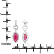 Bids.com 1.23 Carat Genuine Ruby and White Diamond 14K White Gold Earrings Earrings White Smoke
