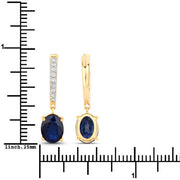 Bids.com 3.24 Carat Genuine Blue Sapphire and White Diamond 14K Yellow Gold Earrings Earrings White Smoke
