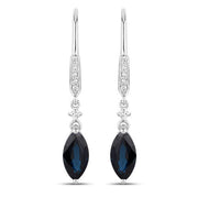 Bids.com 2.73 Carat Genuine Blue Sapphire and White Diamond 14K White Gold Earrings Earrings White Smoke Default Title