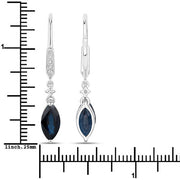 Bids.com 2.73 Carat Genuine Blue Sapphire and White Diamond 14K White Gold Earrings Earrings White Smoke