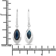 Bids.com 2.79 Carat Genuine Blue Sapphire and White Diamond 14K White Gold Earrings Earrings White Smoke