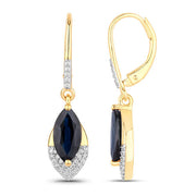 Bids.com 2.79 Carat Genuine Blue Sapphire and White Diamond 14K Yellow Gold Earrings Earrings White Smoke