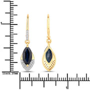Bids.com 2.79 Carat Genuine Blue Sapphire and White Diamond 14K Yellow Gold Earrings Earrings White Smoke