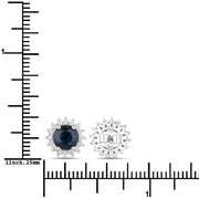 Bids.com 2.38 Carat Genuine Blue Sapphire and White Diamond 14K White Gold Earrings Earrings White Smoke