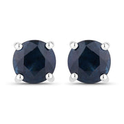 Bids.com 1.30 Carat Genuine Blue Sapphire 14K White Gold Earrings Earrings White Smoke Default Title