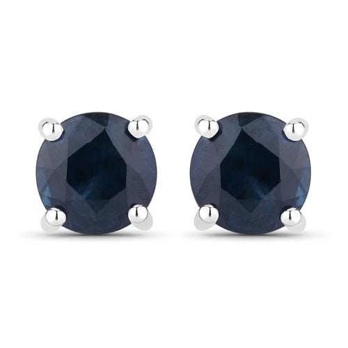 Bids.com 1.30 Carat Genuine Blue Sapphire 14K White Gold Earrings Earrings White Smoke Default Title