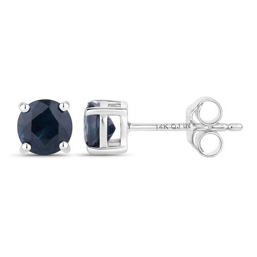 Bids.com 1.30 Carat Genuine Blue Sapphire 14K White Gold Earrings Earrings White Smoke