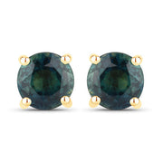 Bids.com 1.30 Carat Genuine Blue Sapphire 14K Yellow Gold Earrings Earrings White Smoke Default Title