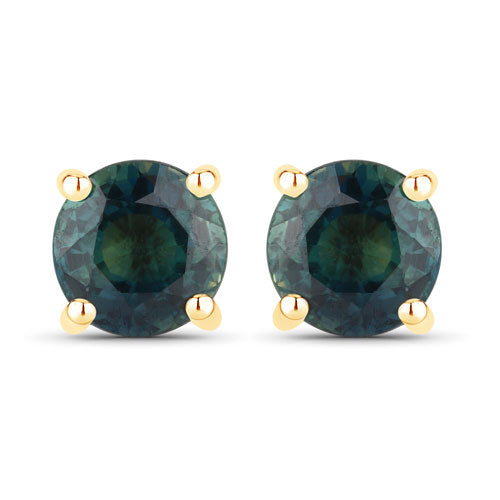 Bids.com 1.30 Carat Genuine Blue Sapphire 14K Yellow Gold Earrings Earrings White Smoke Default Title