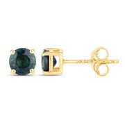 Bids.com 1.30 Carat Genuine Blue Sapphire 14K Yellow Gold Earrings Earrings White Smoke