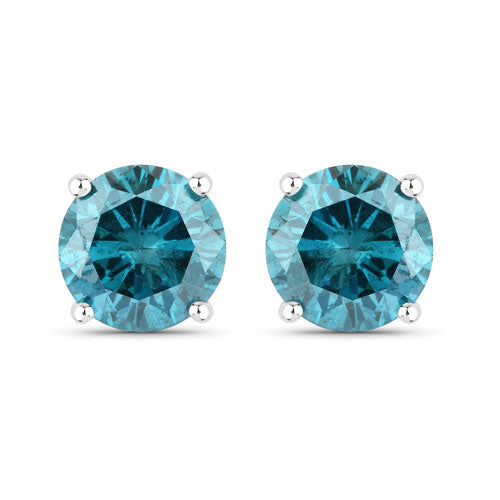 Bids.com 0.81 Carat Genuine Blue Diamond 14K White Gold Earrings Earrings White Smoke Default Title