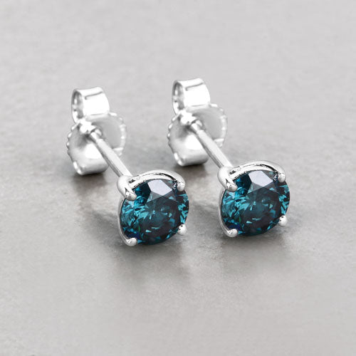 Bids.com 0.81 Carat Genuine Blue Diamond 14K White Gold Earrings Earrings Gray