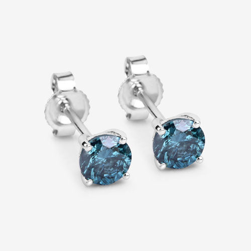 Bids.com 0.81 Carat Genuine Blue Diamond 14K White Gold Earrings Earrings White Smoke