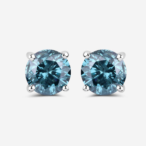 Bids.com 0.81 Carat Genuine Blue Diamond 14K White Gold Earrings Earrings White Smoke