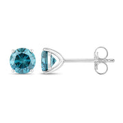 Bids.com 0.81 Carat Genuine Blue Diamond 14K White Gold Earrings Earrings White Smoke