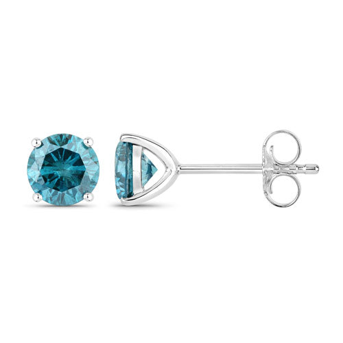 Bids.com 0.81 Carat Genuine Blue Diamond 14K White Gold Earrings Earrings White Smoke