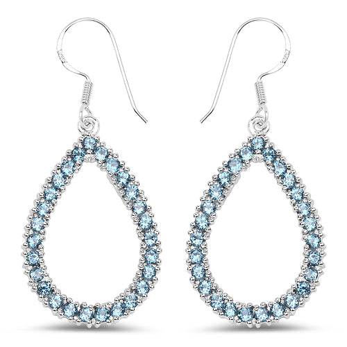 Bids.com 4.32 Carat Genuine London Blue Topaz .925 Sterling Silver Earrings Earrings White Smoke Default Title